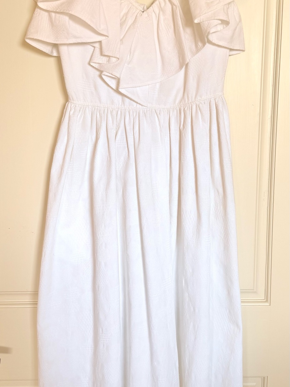 Chloe White Renaissance Ruffle-Trim Midi Dress - Picture 6 of 8